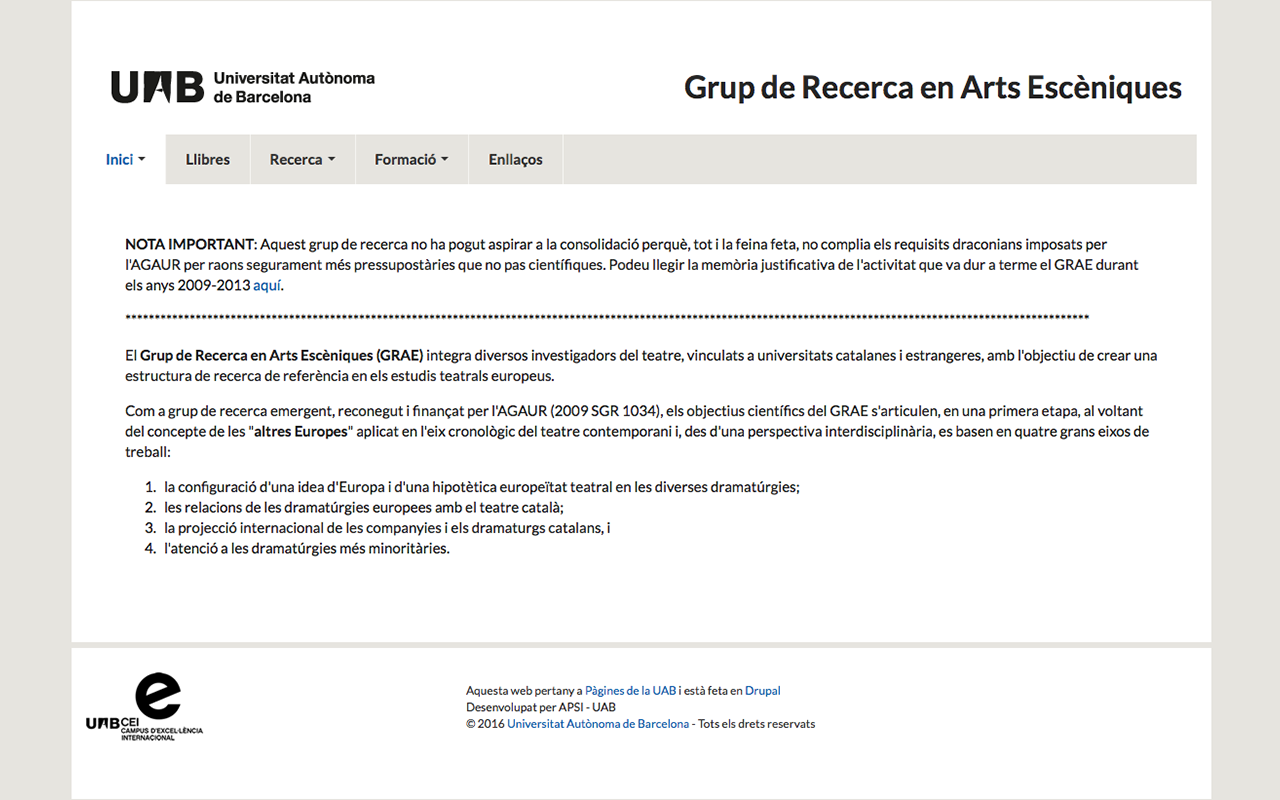 Grup de Recerca en Arts Escèniques (GRAE)