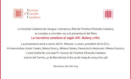 Presentació de “La narrativa catalana al segle XXI. Balanç crític” a l’IEC